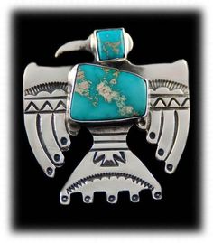 Native American Navajo Thunderbird Pendant Native American Turquoise Jewelry, Turquoise Jewellery, Turquoise Jewelry Native American, Jewelry Stones, Angel Wing Earrings, Precious Metal Clay, Southwest Jewelry, Native American Turquoise