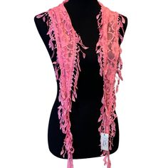 New Pretty Angel Pink Fringed Lace Floral Peasant Shawl Wrap Fashion Scarf This Curved Triangle Shape Measures Approx 76" Long By 8" Long At Its Widest Point. So Pretty And Perfect For A Cute Sundress Or Wedding Event! Angel Accessories, Wrap Fashion, Cute Sundress, Pretty Angel, Fashion Scarf, Shawl Wrap, Triangle Shape, Wedding Event, Scarf Styles