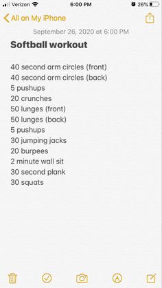 an iphone screen showing the workout schedule for someone to do on their cell phone,