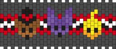 the pixel art is made with different colors and shapes, including red, yellow, purple, and black