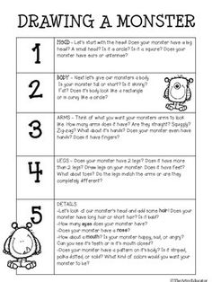 a printable worksheet for drawing a monster with numbers and pictures on it