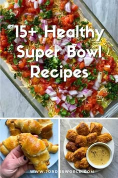 healthy super bowl recipes with text overlay