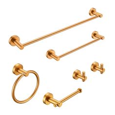 an image of gold bathroom accessories set