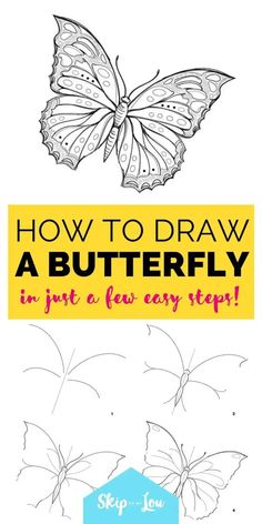 how to draw a butterfly in just a few easy steps with step by step instructions