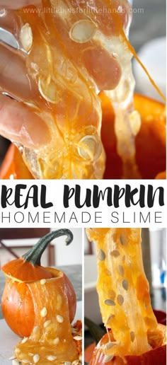 the process for making real pumpkins with homemade slime