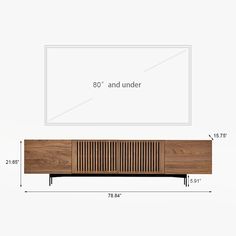 the sideboard is shown with measurements for each piece and it's width in inches