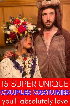 a man and woman dressed up in costumes with the caption 15 super unique couples costumes you'll absolutely love