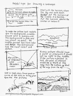 a hand drawn diagram with some notes about the different types of landscape and how to use them