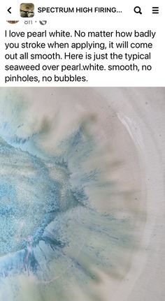 a bowl with blue and white paint on it, in the middle of an instagram post