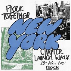 a poster with the words rock together and an image of a cityscape in blue