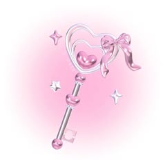 a pink heart shaped key with stars around it