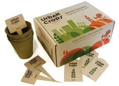 the urban crops game is in its box and ready to be played with it's contents