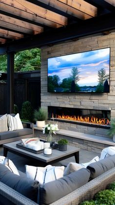 outdoor tv ideas Outdoor Tv Solutions, Back Patio With Tv, Patio Tv Wall Ideas, Outdoor Entertainment Patio Ideas, Outdoor Patio With Tv, Outdoor Tv Patio, Outdoor Tv Ideas, Outdoor Tv Area, Outdoor Tv Setup