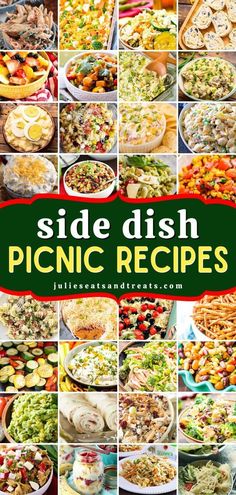 the side dish picnic recipes collage is featured in this image with text overlay