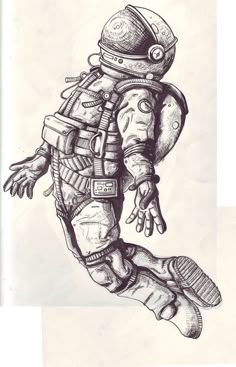 a drawing of an astronaut floating in the air