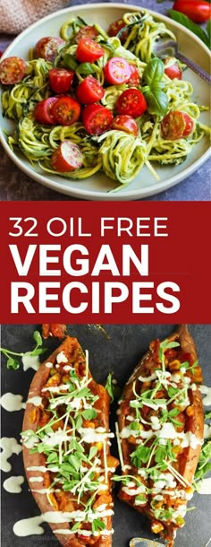 the cover of 52 oil free vegan recipes, including pizzas and salads