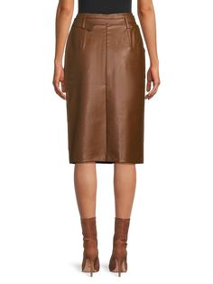 This Faux Leather Midi Skirt From Wdny Combines Sleek Design With Functional Elements, Featuring Belt Loops And Two Front Pockets For Added Versatility. With A Back Zip Closure And A Smooth Polyester Lining, It Offers Both Style And Comfort, Making It A Chic Choice For Any Occasion. Belted Waist Belt Loops Back Zip Closure Two Front Pockets Polyeurethane Lining: 100% Polyester Hand Wash Imported Size & Fit Midi L. Womens - W Sportswear > Saks Off 5th. Wdny. Color: Black. Size: M. Skirt Collection, Faux Leather Midi Skirt, Leather Midi Skirt, Leather Pencil Skirt, New York Style, Lambskin Leather, Skirt Length, Leather Skirt, Pencil Skirt