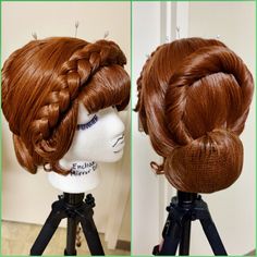 This listing is for the Anna coronation wig Wig is styled to last with steam, Bobby pins, pins, netting, curlers, and care. cap has adjustable straps for sizing with stretch, sideburn coverage, and lots of hair! If you need a different color or have any special requests not included in the wig currently, message me! I can make it happen. Anna Frozen Hair, Fem Hairstyles, Wig Hacks, Belle Wig, Queen Iduna, Anna Coronation, Frozen Costumes, Oc Hair, Frozen Hair