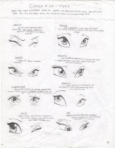 an instruction manual for how to draw eyes