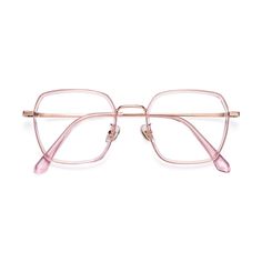 Unisex pink/rose gold square full-rim eyeglasses frames with adjustable nose pads are available in variety of colors to match any outfit. These affordable qualified oversized hipster eyeglasses include free single-vision prescription clear eyeglass lenses with AR and 100% UV protection, a case and a cleaning cloth. They are lightweight and low bridge fit with bifocal and progressive supported. Whip out a pair of these glasses and get ready to receive a lot of compliments! Our black and gold Kell Browline Glasses, Classy Glasses, Square Reading Glasses, Rose Gold Square, Hipster Looks, Nice Glasses, Eyeglass Lenses, Pink Frames, Rose Gold Pink