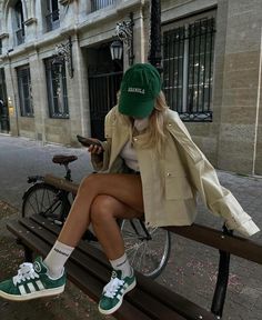 @barbarakristoffersen

Follow for more outfit inspiration! X 
adidas, adidas campus, green vibe, sporty street style, streetstyle, sportswear, vintage look, retro look, outfit of the day, ootd, women's sneakers, gifts for her Adidas Shorts Outfit, Green Shoes Outfit, Outfit Campus, Looks Adidas, Adidas Campus 00s, Sneaker Outfits