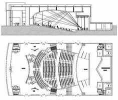 the theater section is shown in black and white, as well as an auditorium floor plan