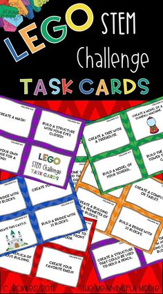 STEM Challenge Task Cards Lego Stem Challenge, Lego Stem, Lego Classroom, Lego Learning, Lego Math, Steam Challenges, Lego Challenge, Stem Elementary, Stem Ideas