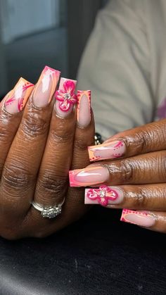 Summer Floral Nails, Pink Ombre Nails, Floral Nails, Pink Ombre, Summer Floral, Ombre Nails, Pretty Nails, Summer Nails, Nail Design