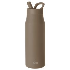 thermos bottle with two straws in it is shown on a white background