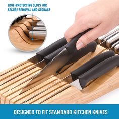 the knife holder is designed to fit standard kitchen knives and also holds several different types of knives