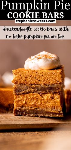 pumpkin pie cookie bars stacked on top of each other