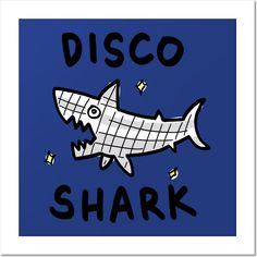 a drawing of a shark with the words disco shark on it