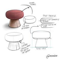 the design process for a foot stool and ottoman, with instructions on how to use it