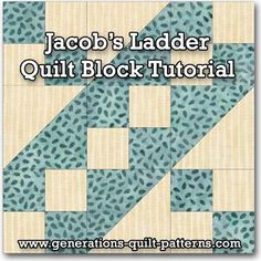 the jacob's ladder quilt block is shown in blue and white with leopard print