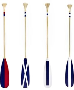 four paddles with different colors and designs on them