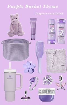 For your loved ones an inspo for a purple themed basket 💜💟🫶🏼 Gift Basket Purple Theme, Bday Gifts For Daughter, All Purple Gift Basket, Birthday Basket For Best Friend Purple, Periwinkle Gift Basket, Purple Burr Basket Ideas, Light Purple Gift Basket Ideas, Purple Burr Basket, Purple Themed Gift Basket