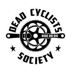 a black and white logo with the words dead cyclists society on it's side