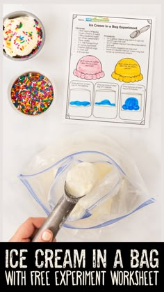 ice cream in a bag with free experiment worksheet