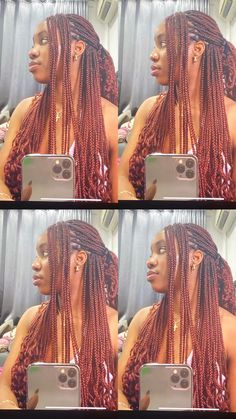 braids
black hairstyles
red braids
colour 35 braids Burgundy Braids With Curly Ends, Red Box Braids With Curls At The End, Ginger Ruby Braids, Color 35 Knotless Braids, Auburn Braiding Hair, 35 Braids Color, Ginger Red Knotless Braids, Hairstyle Ideas For Braids With Curls, Red Box Braids With Curly Ends