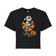 Get into the Halloween spirit with this Mickey Mouse graphic t-shirt for women and juniors. Made from a soft cotton-knit, it has a crew neck, a cropped length and short sleeves. Wear it with jeans or leggings. Character: Mickey And FriendsClosure Type: Pullover HeadFit: Regular FitNeckline: Crew NeckSleeve Length: Short SleeveFiber Content: 60% Cotton, 40% PolyesterFabric Description: KnitCare: Tumble Dry, Machine WashCountry of Origin: Imported Friends Graphic, Tops Graphic, Halloween Spirit, T Shirt For Women, Mickey And Friends, Spirit Halloween, Cotton Knit, Shirts Tops, Graphic T Shirt