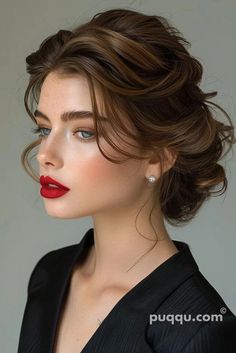 Wedding Hair Wavy Updo, Romantic Bride Hair, Soft Romantic Hairstyles, Updo Face Framing, Hairstyle For Filipiniana Attire, Open Hairstyles For Party Simple, Messy Curly Updo, Prom Hairstyle Ideas, Old Hollywood Hair