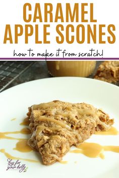 caramel apple scones on a white plate