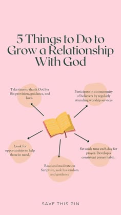 a pink background with the words 5 things to do to grow a relationship with god