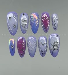 Arcane Acrylic Nails, Jinx Themed Nails, Arcane Inspo Nails, Nail Ideas Builder Gel, Chase Atlantic Inspired Nails, Arcane Themed Nails, Arcane Nail Art, Arcane Nails Design Vi, Jojo Nails Art Designs