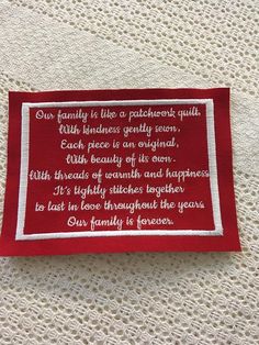 a piece of cloth with a poem written on it