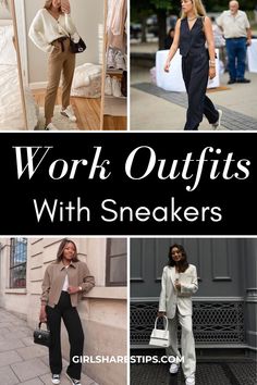 Stylishly versatile work outfits paired with sneakers for ultimate comfort. Explore 30+ chic business casual and smart casual ensembles that balance style and ease effortlessly for spring, summer, fall and winter. Elevate your work wardrobe and business chic outfit ideas now! Casual Work Outfits With Sneakers, Sneakers At Work, Chic Outfits Black, Work Outfits With Sneakers, Outfits Classy Chic, Business Chic Outfits, Chic Outfit Casual, Business Casual Work Outfits, Plus Size Business Attire