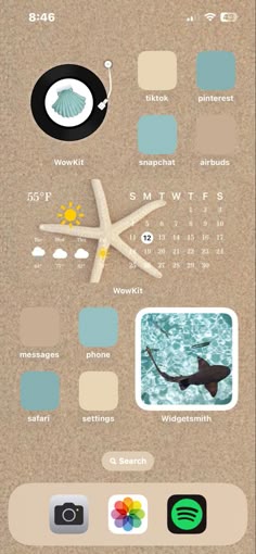 an iphone screen showing the beach theme