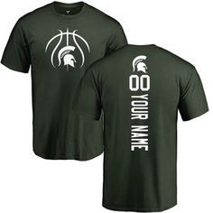 michigan state football green custom name and number t - shirt with helmet on the front