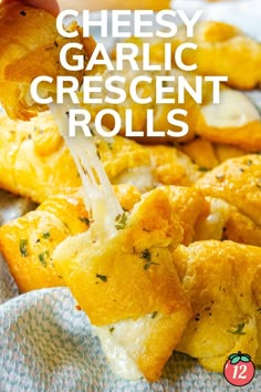 cheesy garlic crescent rolls with text overlay