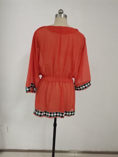 Buy More, SAVE More! Casual V-neck Blouse For Beach Season, Casual Red Short Sleeve Tunic, Long Sleeve Blouse For Beach Cover-up, Beachwear Long Sleeve Blouse Cover-up, Beachwear Long Sleeve Blouse For Beach Cover-up, Long Sleeve Beachwear Blouse For Beach Cover-up, Red Long Sleeve Dress For Beach Cover-up, Red Short Sleeve Tunic, Summer Beachwear Tunic Top